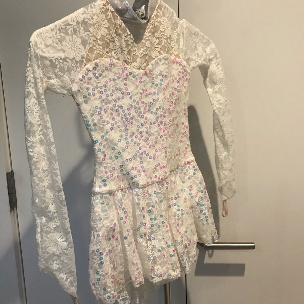 White sequined ballet or contemporary costume.